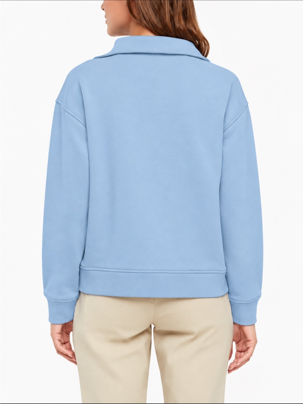 Eddie Bauer Women's Quarter-Zip Pullover French Terry Soft Blue - Picture 3 of 6